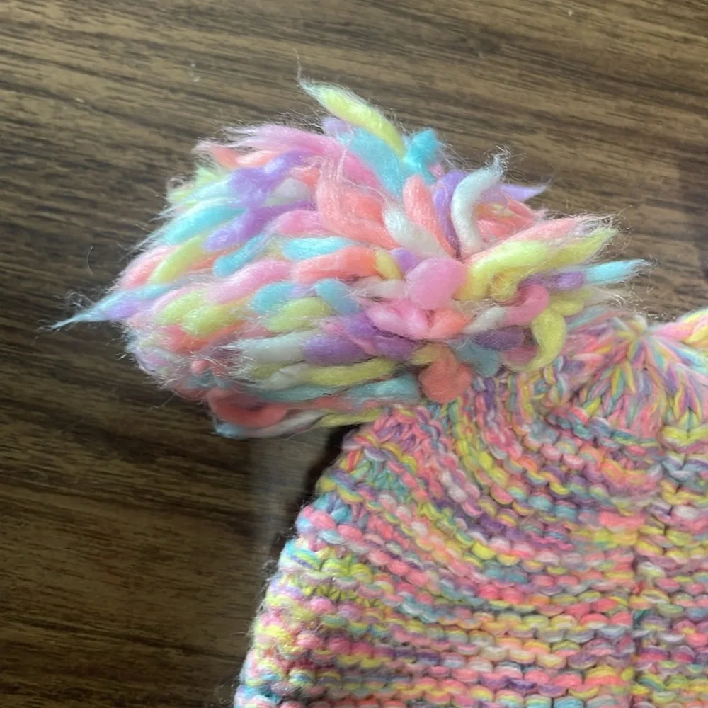 Colorful Knit‎ Beanie with Pom Poms